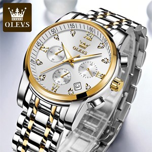 OLEVS 2858 Gold Silver Men Quartz Waterproof Watch For Man's