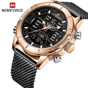 NAVIFORCE 9153 Gold Black Quartz Watch for Men's