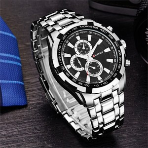 Curren 8023 Silver Black Men Quartz Watch