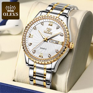 OLEVS 5565 Fashion Stainless Steel Analog Time Diamond Watch for Men's