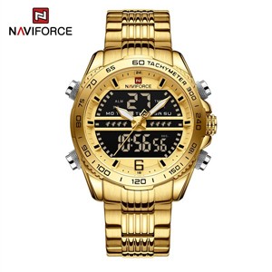 NAVIFORCE 9195 Golden Waterproof Stainless Steel Watch for Men's