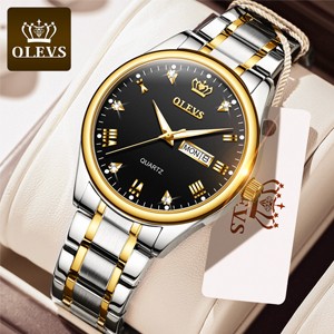 OLEVS 5563 Original Brand Black Dial Stainless Steel Waterproof Quartz Watch for Men’s