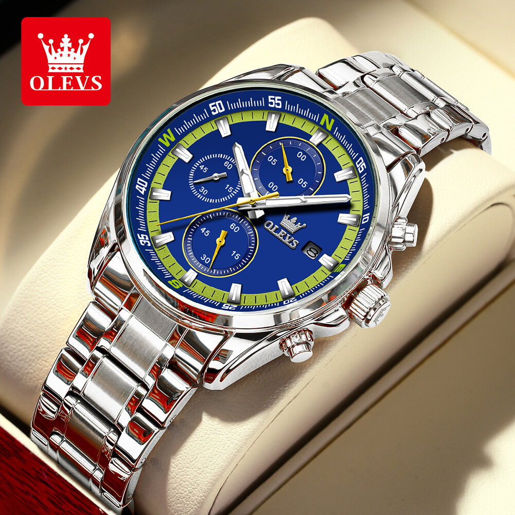 OLEVS 713 BS- Luxury Chronograph Quartz Waterproof Stainless Luminous Watch for Men's