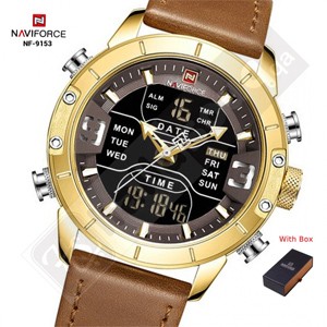 Naviforce 9153 Brown Genuine Leather Belt Watch for Men's