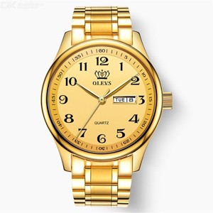 OLEVS 5567 Golden Waterproof Classic Stainless Steel Quartz Watch for Men’s