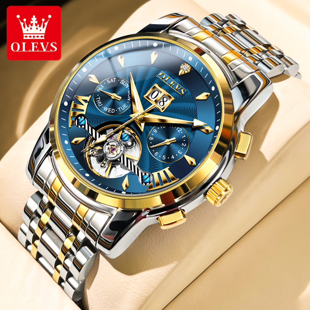 OLEVS 9965 Luxury Automatic Mechanical Stainless Steel Waterproof Watch for Men's