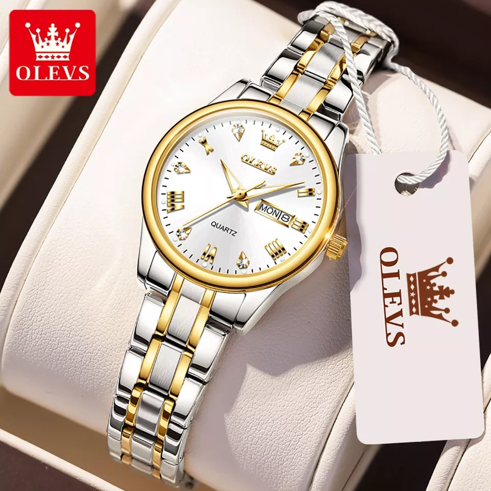 OLEVS 5563 Stainless Steel Waterproof Watch For Women- Silver