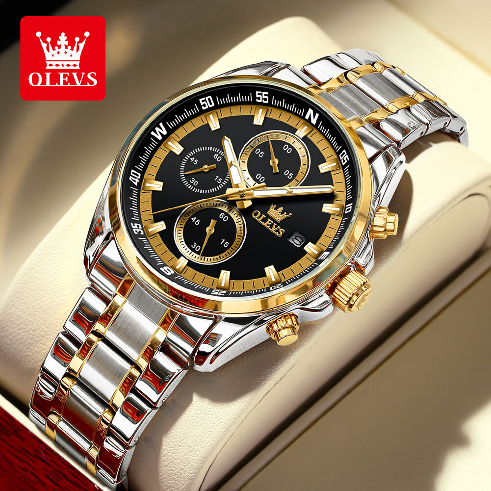 OLEVS 713-B Luxury Chronograph Quartz Waterproof Stainless Luminous Watch for Men's