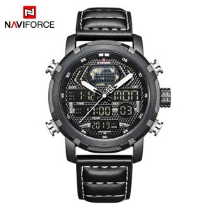 NAVIFORCE 9160 Black White 100% Genuine Leather Watch for Men's