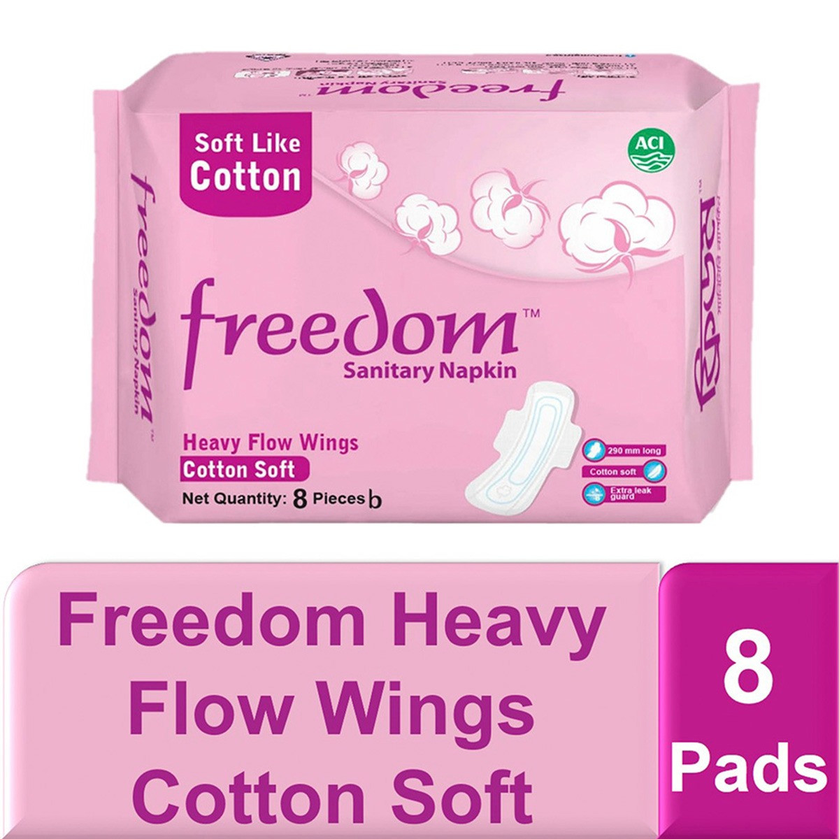 Freedom Sanitary Napkin (Heavy Flow Wings)- 8 Pads