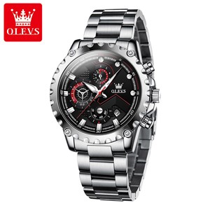 OLEVS 2873 Silver Stainless Steel Waterproof Quartz Watch For Man's