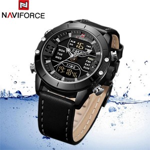 Naviforce 9153 Black Genuine Leather Belt Watch Men's