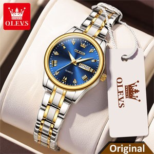 OLEVS 5563 Stainless Steel Waterproof Watch For Women- Blue