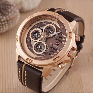 Naviforce 9110 Gold Brown Men’s Fashion Quartz Watch