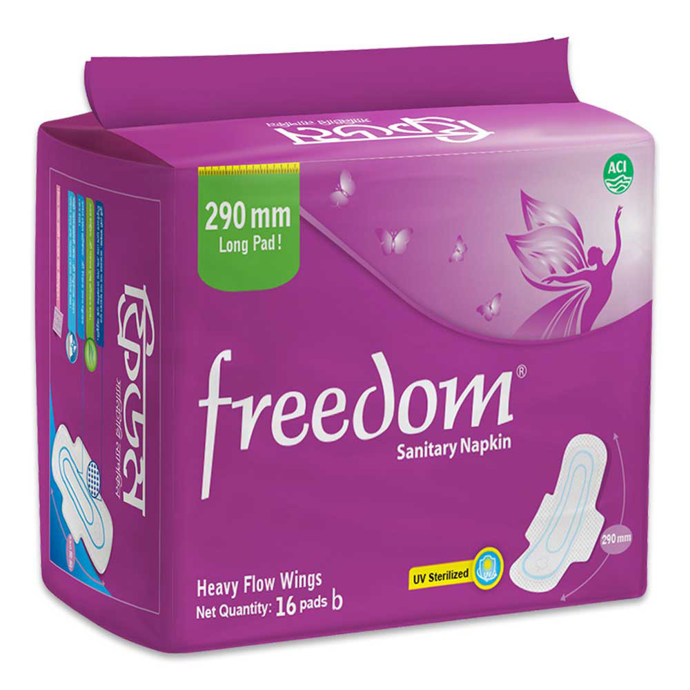 Freedom Sanitary Napkin Heavy Flow Wings- 16 Pads