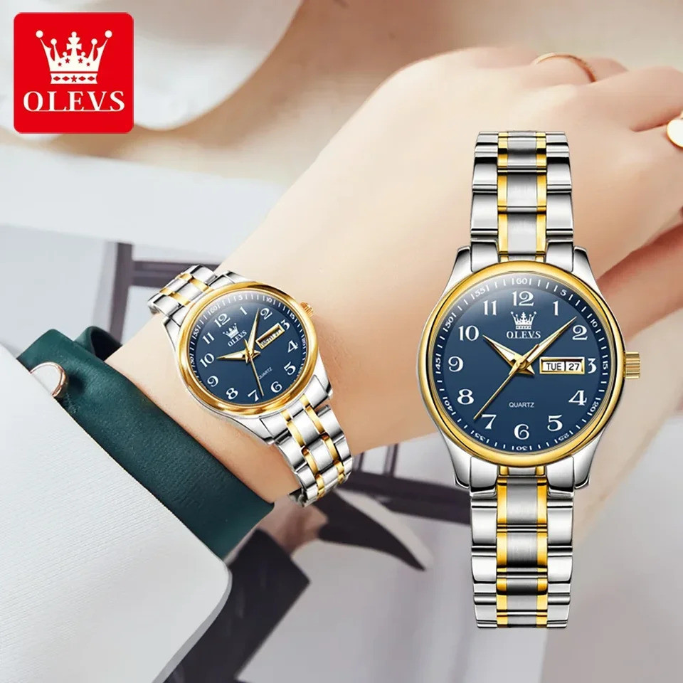 OLEVS 5567 Stainless Steel Waterproof Watch For Women-BL