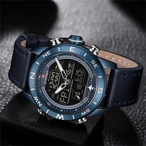 NAVIFORCE 9144 Blue Luxury Brand Sports LED Analog Digital Dual Display Watch for Men's