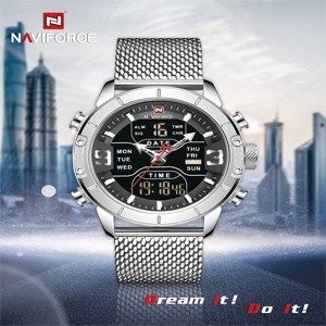 NAVIFORCE 9153 Silver Black Quartz Watch for Men's